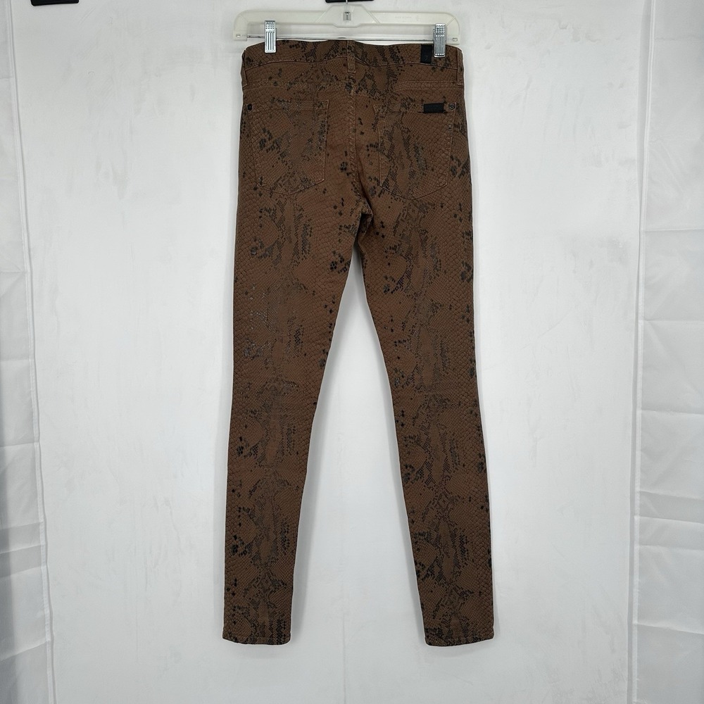 7FAM Women's Snake Print Skinny Jeans 27 Brown Y2K Retro Boho Western Streetwear